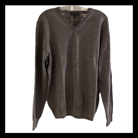 Lorenzo Magni Sweater Men's Large Gray V-Neck 100% Wool Made In Italy - Picture 2 of 9